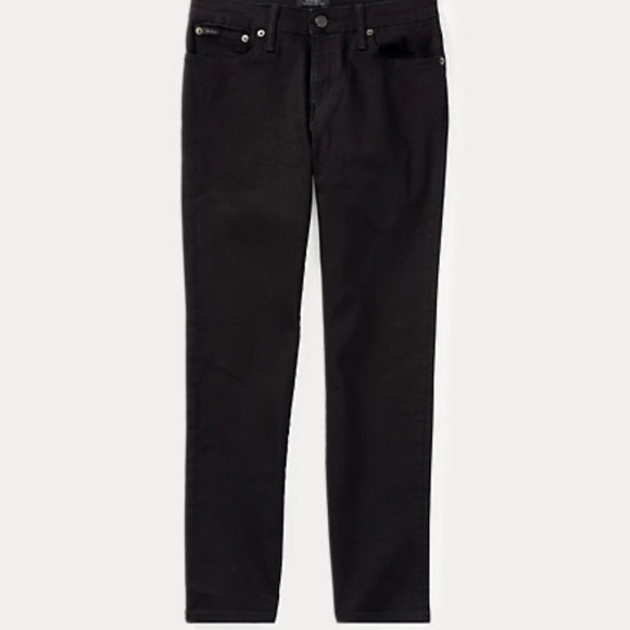 Polo Ralph Lauren Hampton Straight Stretch Jean Black Denim Size 14/16 - Picture 1 of 9